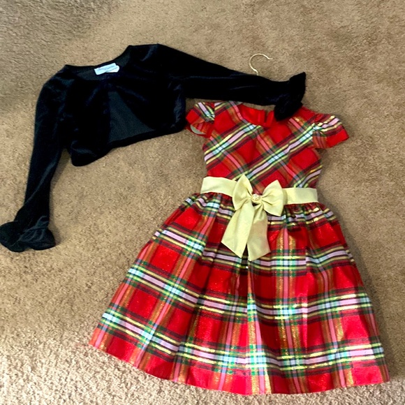 Sweet Charmers Girls holiday Christmas Dress Sz 5 sparkling red plaid - Picture 1 of 10